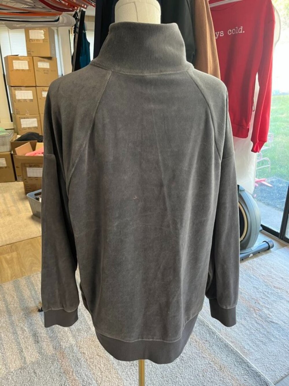 3/$20 Bundle 🌈Wild Fable Gray Velour Quarter Zip Oversized Sweatshirt L - Picture 3 of 12